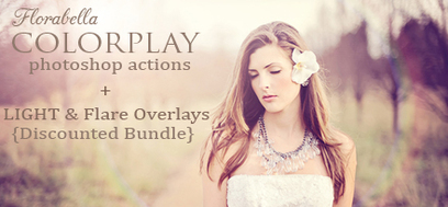Florabella Colorplay Photoshop Actions Light Sunflare Overlays Discount bundle