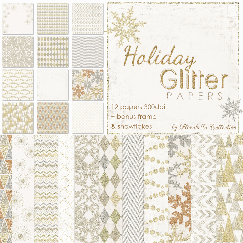 Florabella Glitter Digital Papers Collection